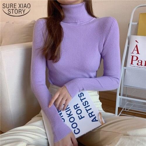 15 Colors Autumn and Winter New Long Sleeve Sweater Women Turtleneck Solid Casual Vintage Pullovers Womens Knitwear 10978