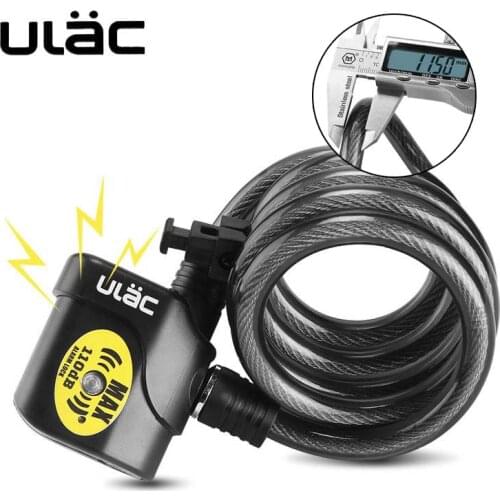 Bicycle Lock ULAC 1200mm*12mm bike Motorcycle EBike Alarm Cable MTB Car Lock Anti-theft 110dB High Quality
