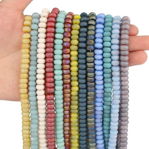 High Quality Matte AB Rondelle Crystal Glass Beads Loose Spacer Glass Beads For Jewelry Making DIY Bracelet 8x5MM