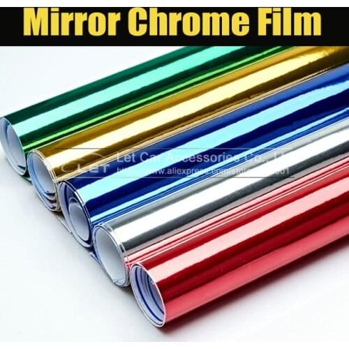 High stretchable silver gold red Chrome Mirror Vinyl Wrap Film Sticker Sheet emblem Car Bike Motor Body Cover