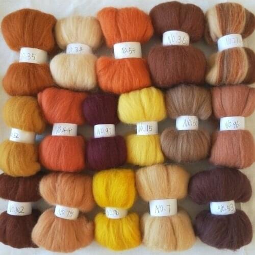 WFPFBEC brown colors felt wool for felting 16colors 10g/color total 160g