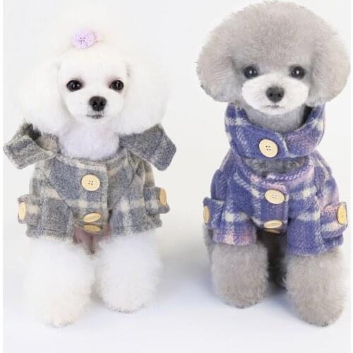 Winter Dog Clothes for Small Dogs Cute Plaid and Tweed Thicken Dog Coat Autumn Warm Pet Clothing for Chihuahua York Dogs Apparel