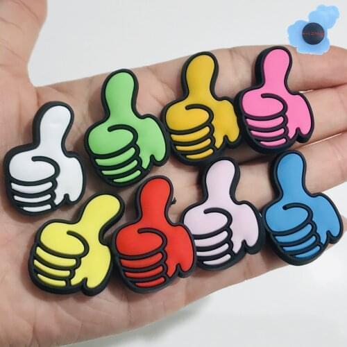 1Pcs School Rewards Gesture Hands PVC Shoe Charms Shoe Accessories Decoration Diy Wristbands Shoes Kids Party Gift Croc Jibz