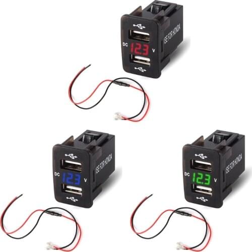 36x23mm 12V 24V Dual USB Car Charger Socket Voltmeter Power Adapter For HONDA