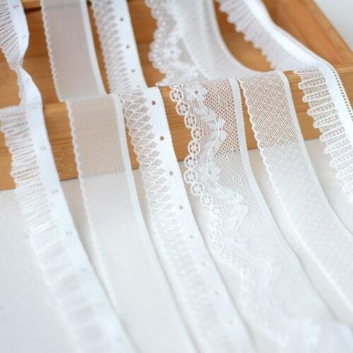 4 Meters Quality White Handmade Hair Decoration Elastic Stretch Lace Trim Wedding Dress Skirt Lingerie Lace Trim DIY Accessories