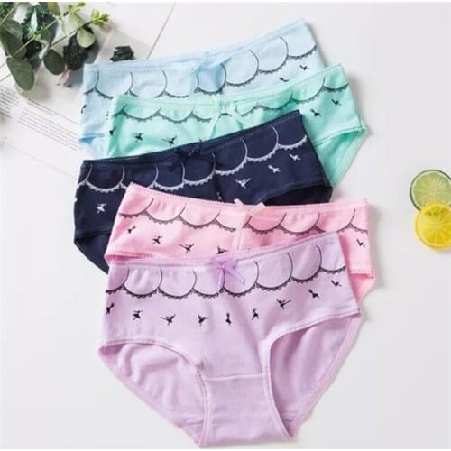 4Pcs/lot Panties Women Underwear Briefs Breathable Underpants Girls Soft Panty waist size girls briefs T7193-4