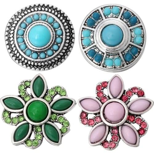 5pcs/lot New Vintage Snap Buttons Jewelry Beads Flower 18mm Metal Snap Buttons Fit 18mm Snap Necklace for Women Jewelry