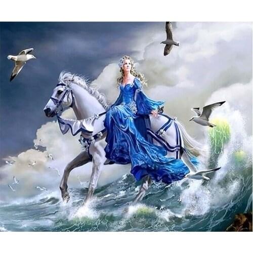 5D DIY Diamond Painting "Landscape beauty Ridding" Embroidery Full Round Diamond Cross Stitch Rhinestone Mosaic Painting Decor