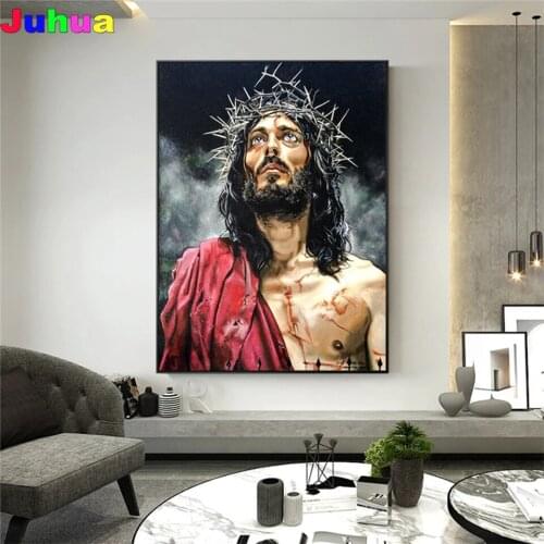 Abstract Figure Jesus diy Diamond Painting Mosaic Portrait 5D Full Square Round religious diamond Embroidery home decor