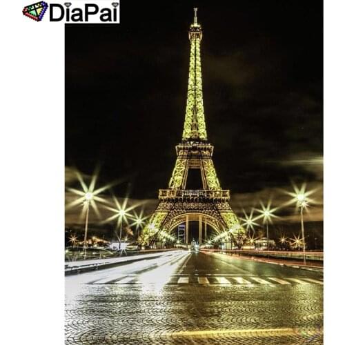 DIAPAI Diamond Painting 5D DIY 100% Full Square/Round Drill "Tower night view" Diamond Embroidery Cross Stitch 3D Decor A24743