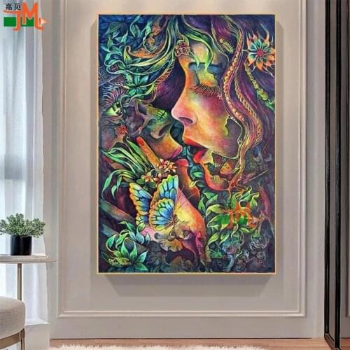 Diamond Painting Cartoon Abstract Flower Girl 5D Diamond Embroidery Tree Fairy Full Square Drill Mosaic Rhinestone Wall Decor