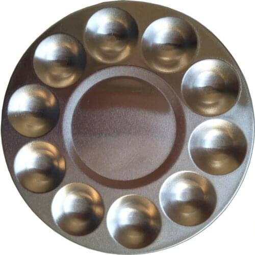 10-Hole Aluminum Circular Palette Art Paint Drawing Tray Color Palettes For Oil Watercolour Painting Pallet Office Supplies