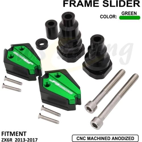 Motorcycle CNC Aluminum Frame Slider Protection Crash Pad Body Falling Guard For Kawasaki ZX6R ZX-6R 2013 2014 2015 2016 2017
