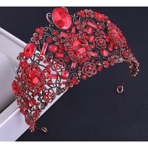 Bigger Red/Purple/White Queen Crowns Wedding Hair Accessories Handmade Crown