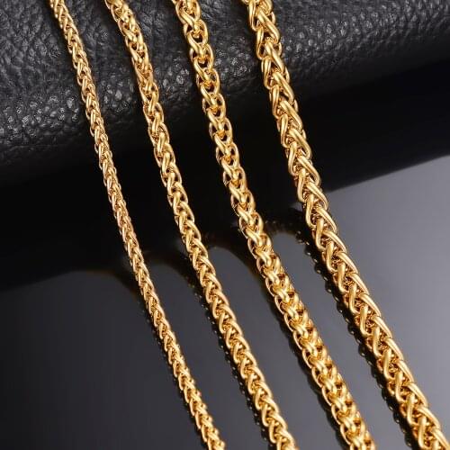 1 piece Width 3mm/4mm/5mm/6mm Gold Keel Link Chain Necklace For Men Women Stainless Steel Chain Necklace