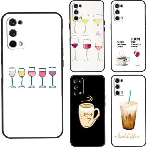 Coffee Wine Cup Case For OnePlus 8T 7T Nord 7 8 9 Pro Cover For Realme 8 7 6 Pro Q3 C3 C11 C15 C21 GT Neo