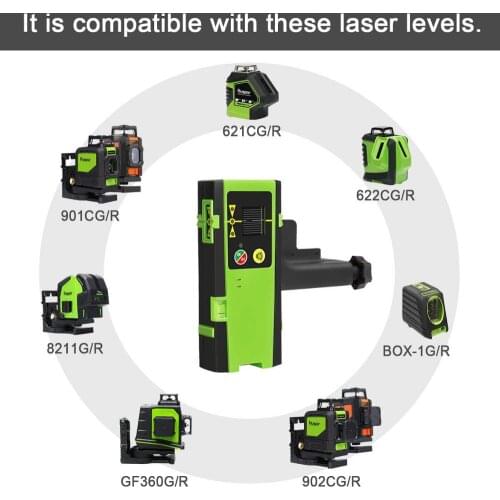 Huepar Digital LCD Laser Receiver Outdoor Mode Laser Detector Pulsing Detect Red & Green Beam Cross Line Laser Level With Clamp