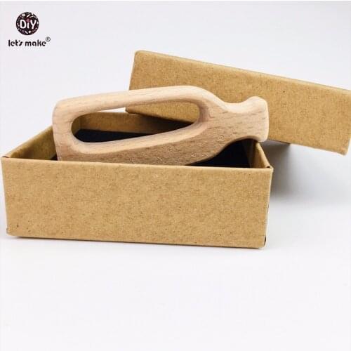 Lets Make Wooden Teether Beech Wood Milk Bottle 10pc DIY Teething Necklace Baby Toys Bracelets Made Accessories Baby Teether