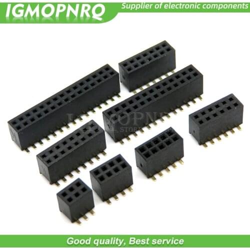 10PCS SMT 1.27mm 1.27 Double Row Female Breakaway PCB Board Pin Header socket Connector Pinheader 2*5 2*10 2*12 2*15 2*20 2* SMD