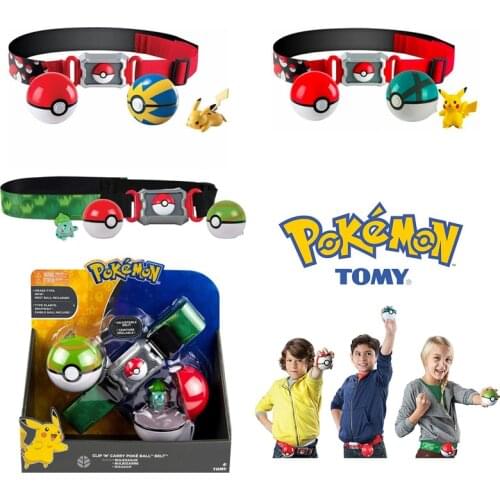 TOMY Pokemon Edition Pokeball Belt Pikachu Pokeball Set Retractable TAKARA Action Figure Model Childrens Toy Gift