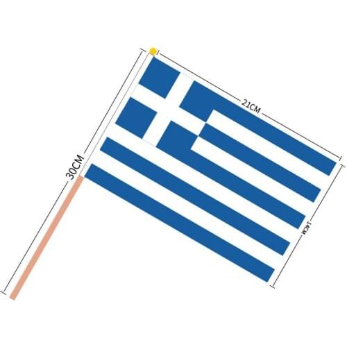 Free shipping 100pcs Greece Hand Flag National Greek Hand Flag 14*21cm Polyester Small Size Flying Banner Custom Hand flag