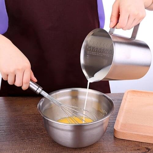 Thick Stainless Steel 304 Measuring Cup 2000-500ml With Scale Kitchen Soy Milk Baking Milk Tea Coffee Large Capacity Measuring