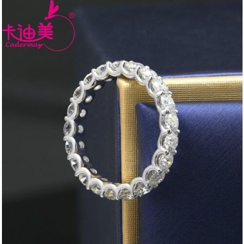 CADERMAY Sterling Silver 925 Moissanite Eternity Ring 3mm D Round Brilliant Cut Synthetic Moissanites Diamond Engagement Rings