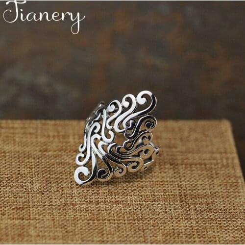 JIANERY Exaggerated Retro Silver Color Flowers Rings For Women Engagement Rings Vintage Jewelry