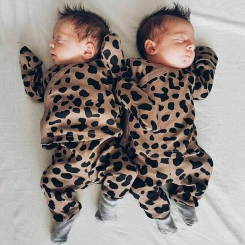 Pudcoco 2020 New Fashion Newborn Baby Boy Girl Leopard Print Tops Romper Pants Outfit Clothes 2Pcs Set