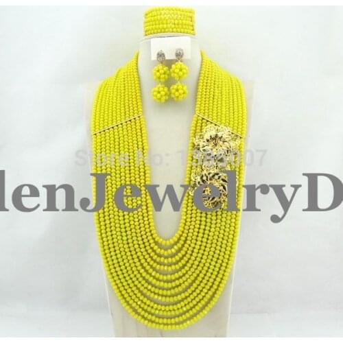 African Wedding Jewelry Sets Yellow Crystal Beads Jewelry Set Women Jewelry Sets Costume Jewelry Earrings Necklace Set Y7767