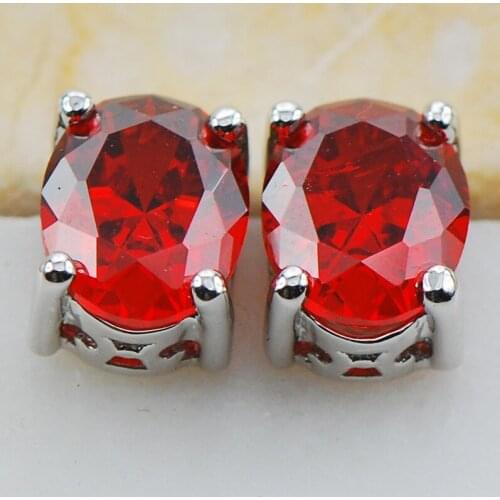 Red Crystal Zircon 925 Sterling Silver Stud Earrings PE01 This item Min order is $10