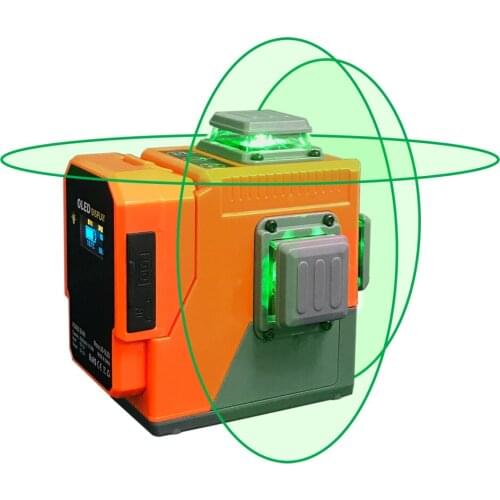DANPON Electronic Auto-Leveling Laser Level 3 x 360°,Cross Line,Rechargeable OLED Power Bank Wall Bracket Included,VH-3D