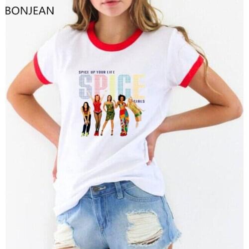 Summer 2019 Clothes women Spice girls print tee shirt femme white t shirt tops vogue graphic t shirts streetwear drop shiping