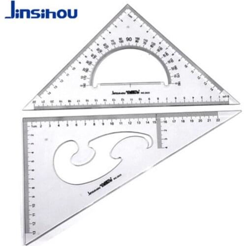 Jinsihou/Cokai Multi-function Beveled Plastic Triangle Ruler 15/20/25/30/35cm 2pcs/set Geometry Engineering Ruler Protractor