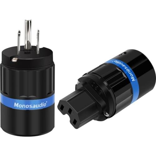 Monosaudio M104R/F104R Pure Copper Rhodium Plated US Power Plug Audio Power Connector IEC Female Plug DIY Power Cord Cable