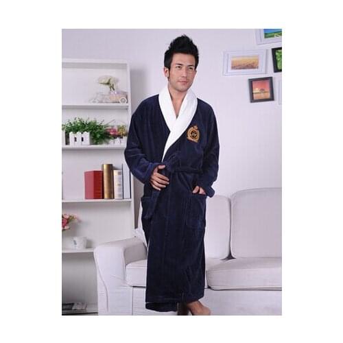 Plus size Mens Full Length Shawl Collar 100% Terry Cotton Bathrobe Spa Robe