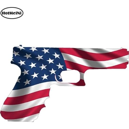 HotMeiNi 13cm x 7.7cm American Flag Pistol USA Gun Rights 2nd Amendment Decal Sticker Ruger Vinyl Sticker Car Styling