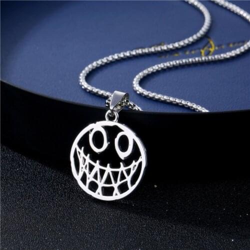 WANGAIYAO new devil smiley face hipster jump di wild couple a pair of cartoon cute simple necklace student girlfriend Korean pen