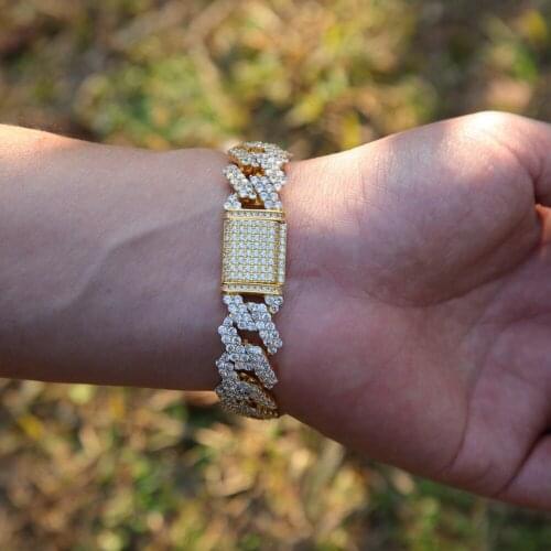 New Hip Hop Jewelry Fashion 17mm Prong Cubans Link Chain Necklace Micro Paved Cubic Zirconia Women Men Luxury Copper CZ Gift