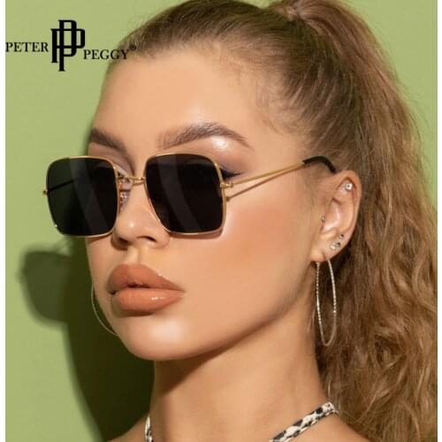 Fashion Square Sunglasses Women Luxury Metal Frames Gradient Shades Brand Designer Small Sun Glasses UV400 Oculos De Sol