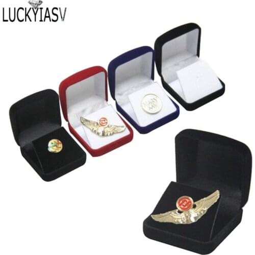 Wholesale Medals Commemorative Coins Pins Merit Badge Display Jewellery Gift Storage Boxes Black Velvet Carrying Case Organizer