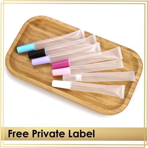 Wholesale Empty 15ml Long Lip Gloss Squeeze Tubes Clear Pink Purple White Black Printed Logo Private Label Thin New Size