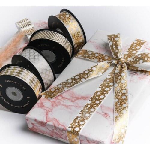 10yards Gilding ribbon DIY bow hair ornament flower material wedding cake gift box packaging sweet and lovely wind ribbon