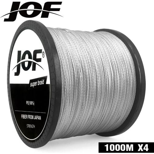 JOF Fishing Line Gray PE 100M 150M 300M 500M 1000M 4 Strands Pesca Weaves Braided Carp Fishing Line 10LB-82LB