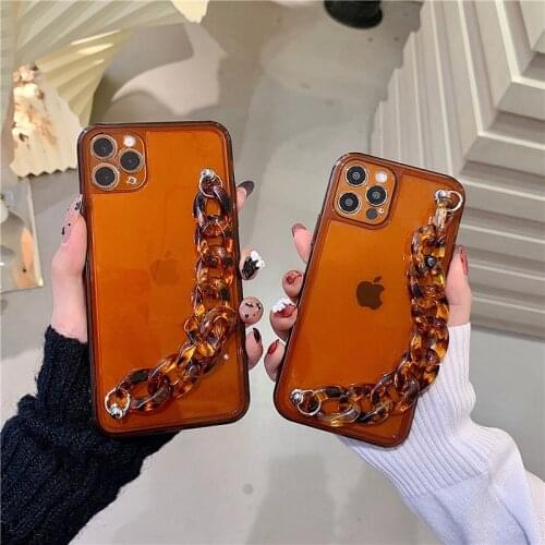 Plain Color Colorful Transparent Bracelet Phone Case For iPhone 11 12Promax Mini 7 8Plus XS Max SE 20 XR X Clear Silicone Funda