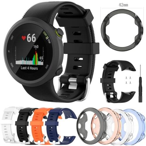 Silicone Replacement Strap Band For Garmin Forerunner 45 wristband Watchband With TPU Shockproof Protective Case Cover