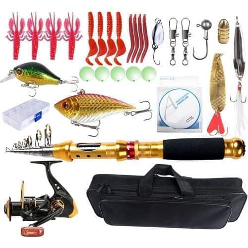 3M Full Kits Fishing Rod & Reel Combo Carbon Fiber Telescopic Fishing Rod with Spinning Reel Combo Case Fishing Lures Jig Hooks
