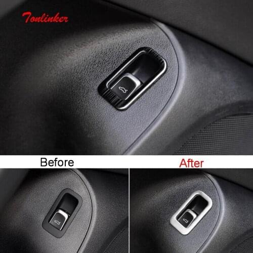 Tonlinker Interior Trunk switch button Cover Case Stickers for AUDI Q5 2009-18 Car styling 2 PCS Stainless Steel Cover sticker