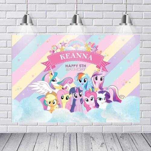 Happy Birthday My Little Pony Rainbow Clouds Sky Party Custom Photo Studio Background Backdrop Vinyl Photography Backdrops