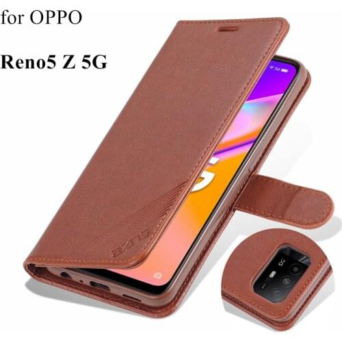 Quality Flip Cover Leather Case for OPPO Reno5 Z 5G/ Reno 5Z 5G Pu Leather Phone Bags protective Holster with closing strap AZNS